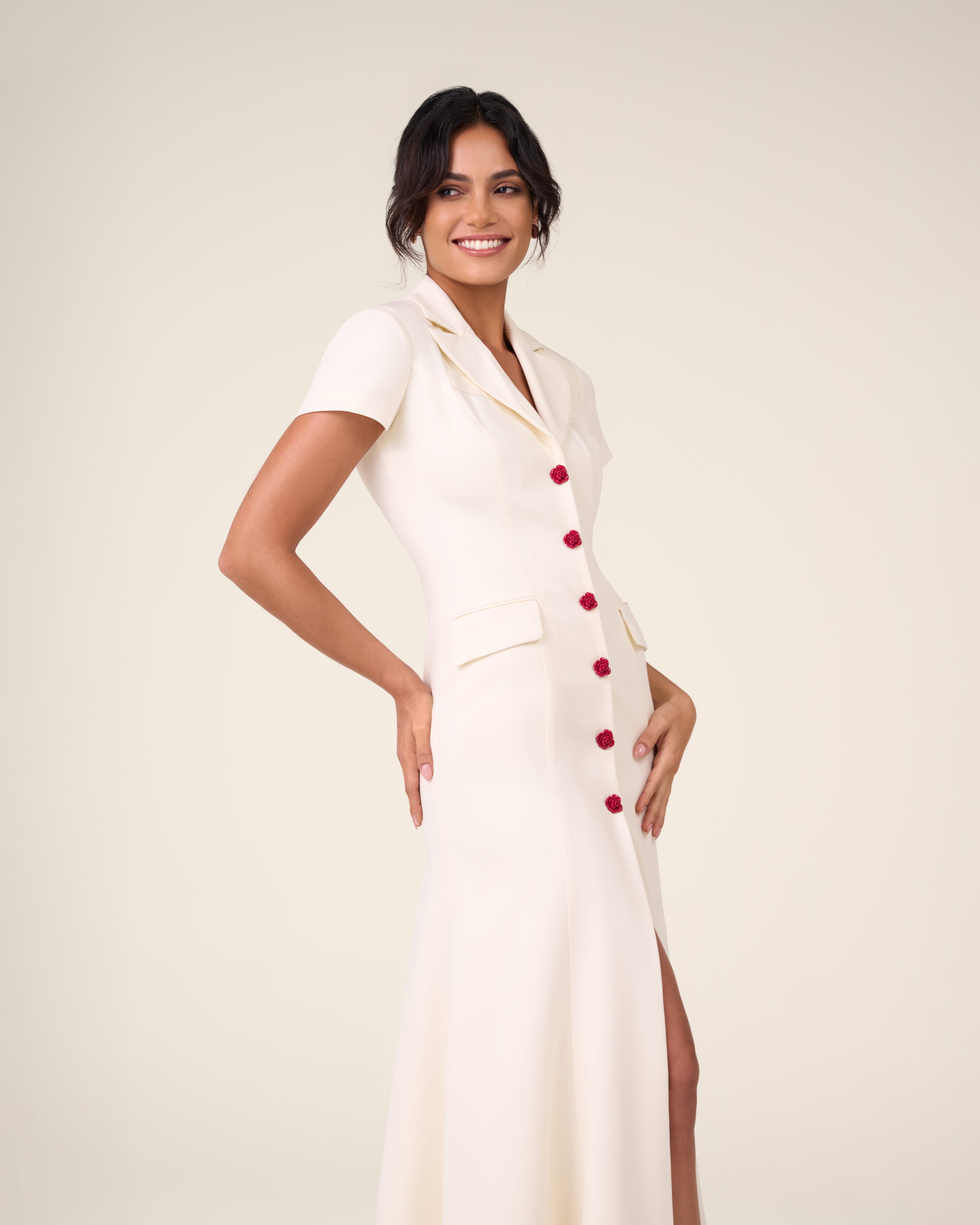 Maxi dress with signature Italian buttons