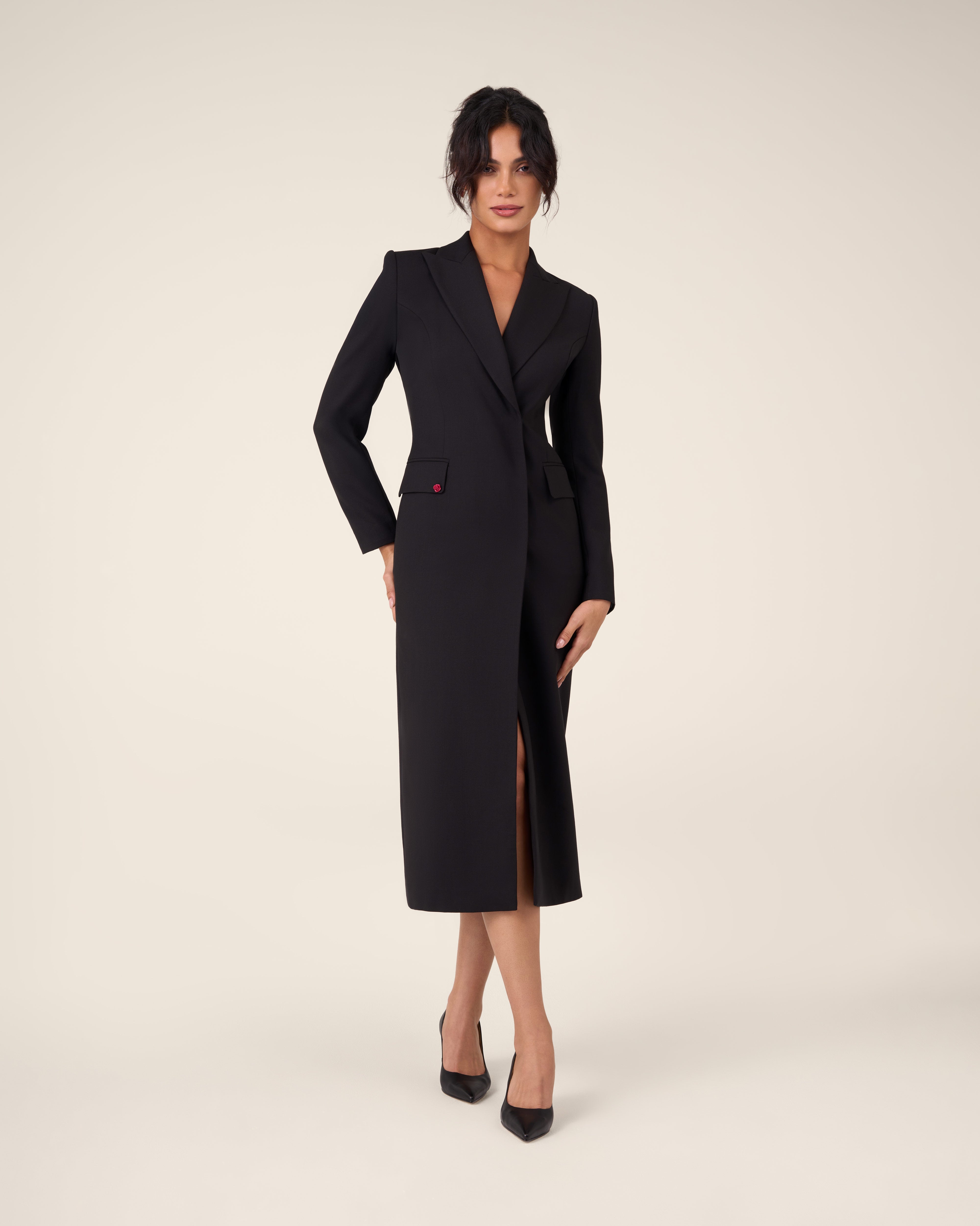 Fitted blazer dress with a slit